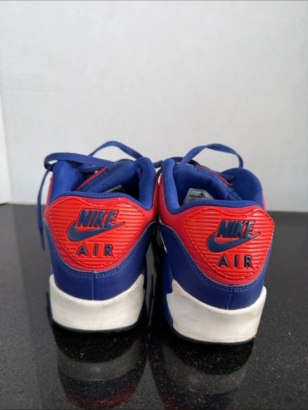 Nike Air Max 90 Premium Mesh GS Boys Size 7Y Deep Royal Blue Light Crimson